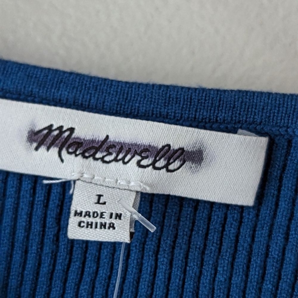 Madewell Sweater Cutaway Soft Ribbed Tank sz L NM596 In Pacific Cove NWT - Picture 9 of 11